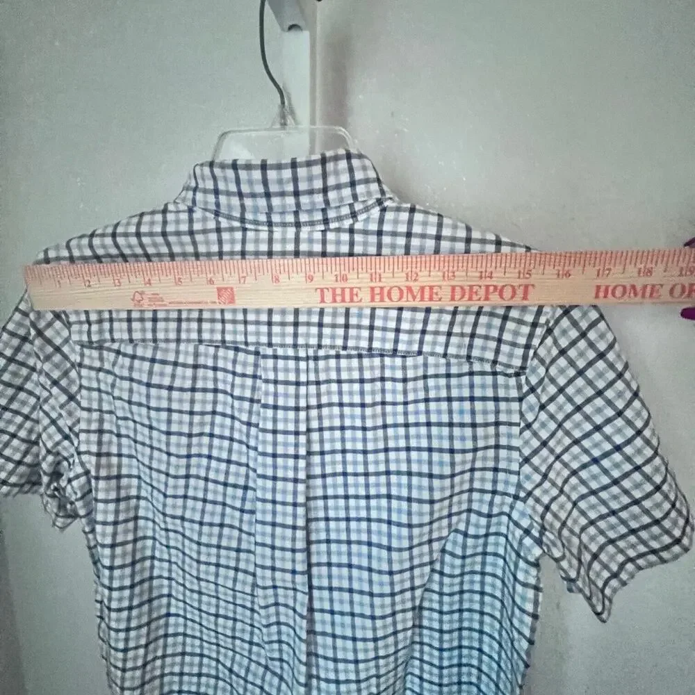 Ralph Lauren Shirt Boys Large 14-16 Blue White Plaid Button Down Cotton Comfort
